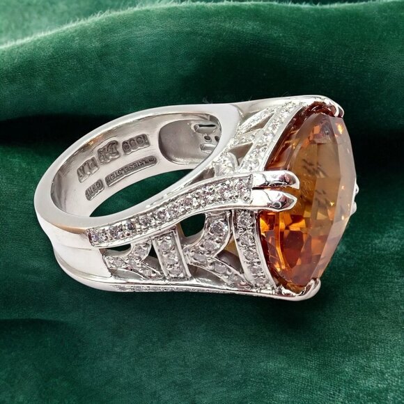 Kieselstein Cord Platinum 2.5ct Diamond Golden Citrine Cockatil Ring 1999 sz 6.5 - Picture 2 of 15